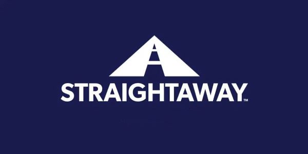 Straightaway logo with a stylized A and white text on a dark blue background.