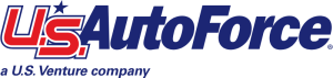 U.S. AutoForce logo, a U.S. Venture company, featuring red and blue text with a star element.