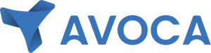 Avoca logo featuring a blue stylized funnel design next to the brand name in bold blue letters.
