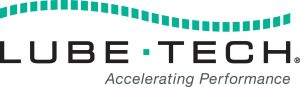 Lube-Tech logo with green wave design and slogan Accelerating Performance in italics below.
